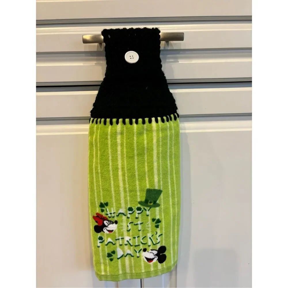 Crochet Top Kitchen Towel - Happy St. Patrick’s Day/mickey minnie
